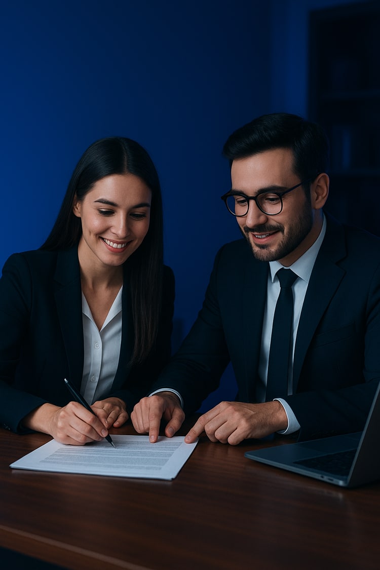 Un homme et une femme travaillant au bureau
